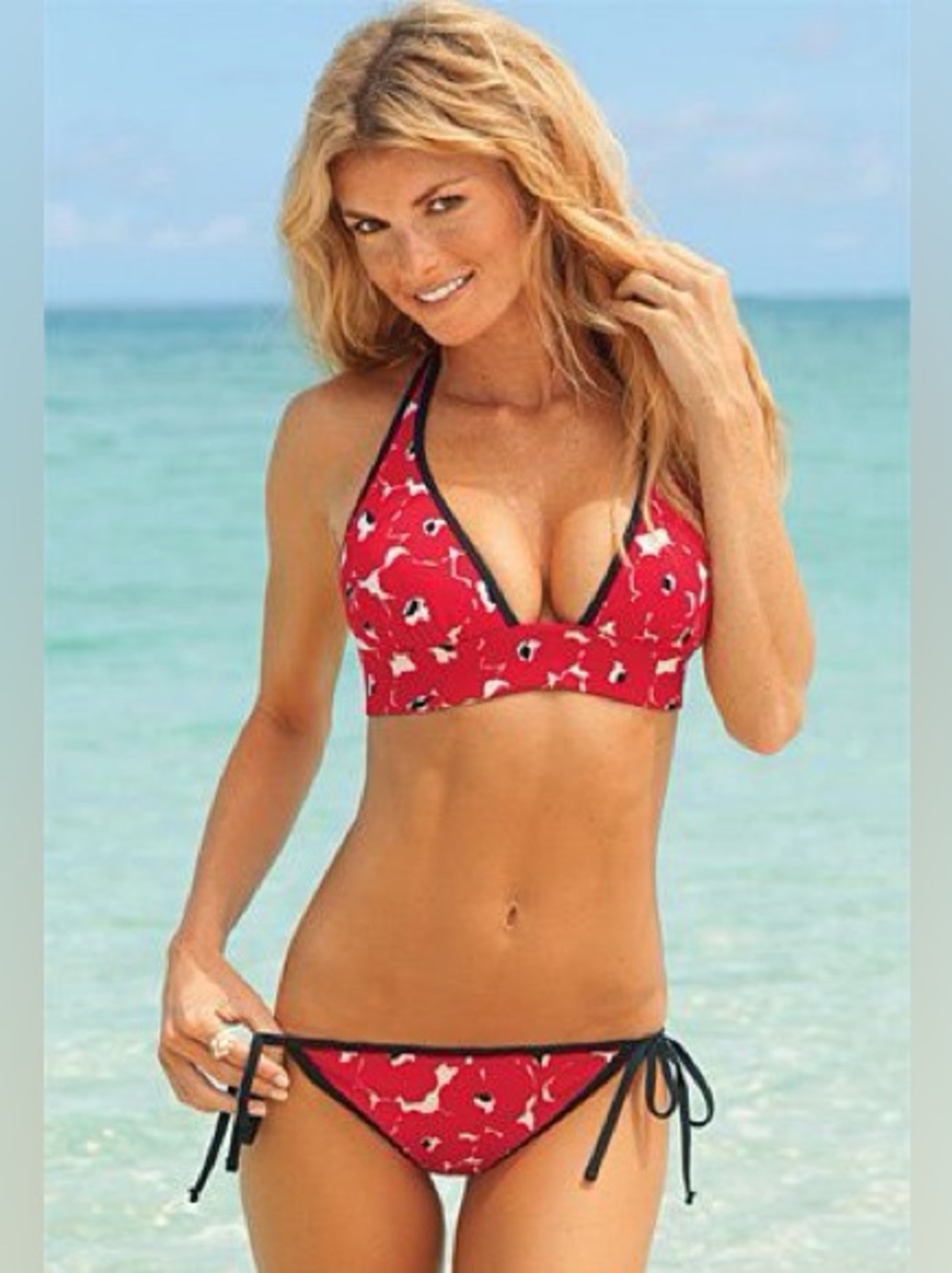 Victoria's Secret Red Poppy Print Bikini Set